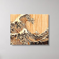 La Grande Vague Hokusai Style Bamboo Bois