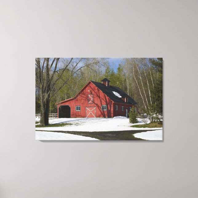 Toile La Grange Rouge En Hiver (Recto)