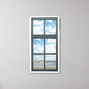 Toile La mer d'océan ondule la fausse vue de fenêtre