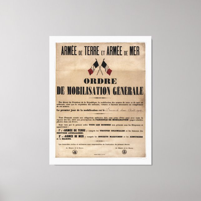 Toile La mobilisation en France le 1er août 1914 (Recto)