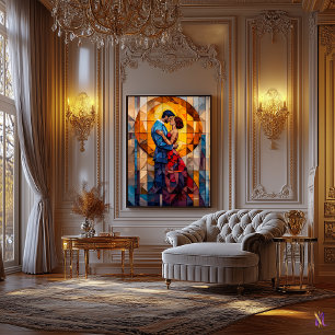 Toile La mosaïque de verre coloré "Le Baiser"