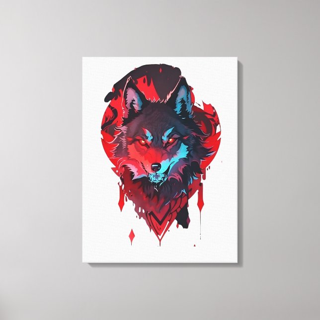 Toile La nature rouge : le loup majestueux (Recto)
