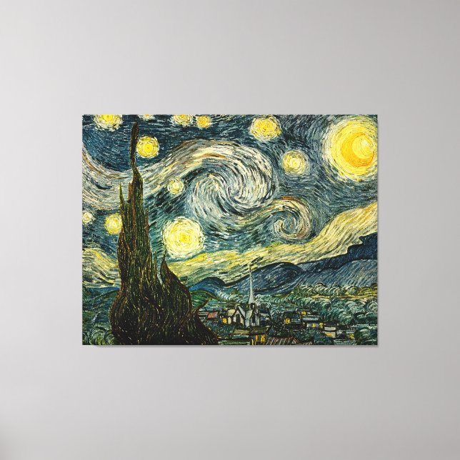 Toile La nuit étoilée de Vincent van Gogh (1889) (Recto)