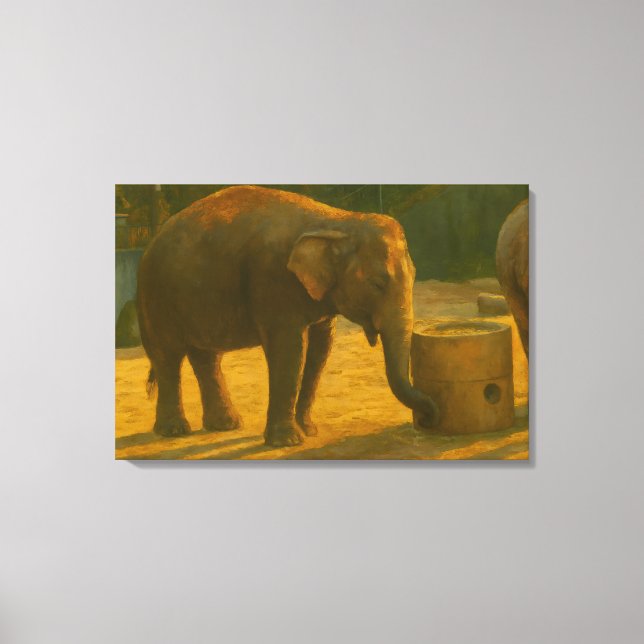Toile La paire d'éléphants dans le cadre du sanctuaire (Recto)