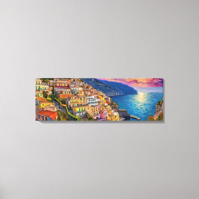 Toile La peinture numérique de la côte amalfitaine itali (Recto)