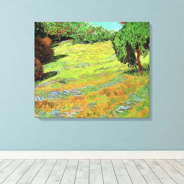 Toile La pelouse ensoleillée dans un parc public par Vin (Insitu (Plancher de Bois))