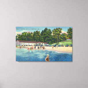 Toile La plage se baignante de Ryall à la vue de lac