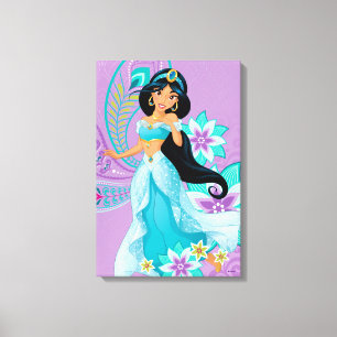 Toile La princesse Jasmine aux plumes et fleurs