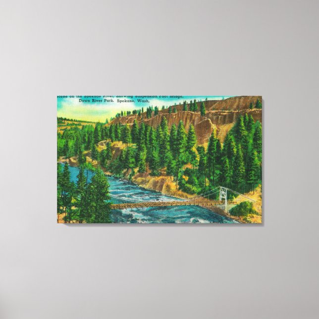 Toile La rivière Spokane et le pont du pied de suspensio (Recto)