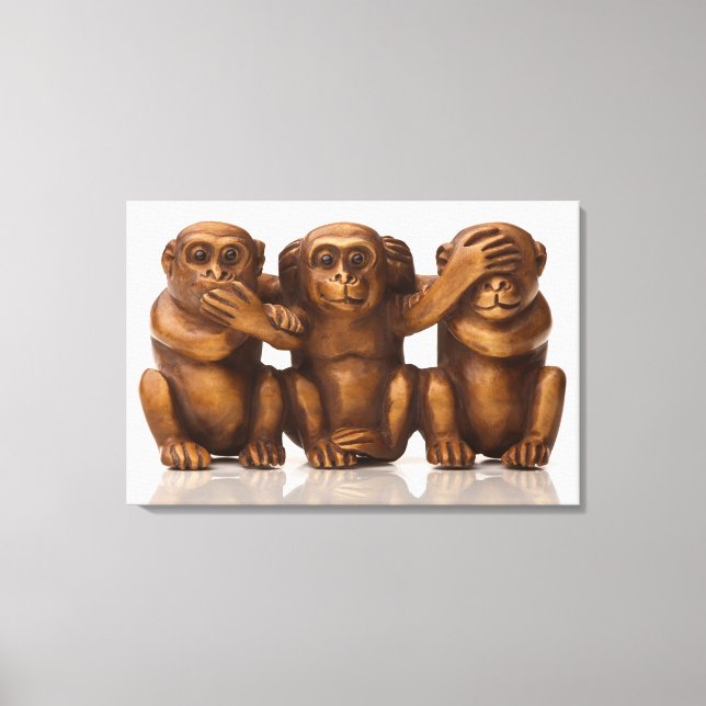 Toile La sculpture de trois singes en bois (Recto)