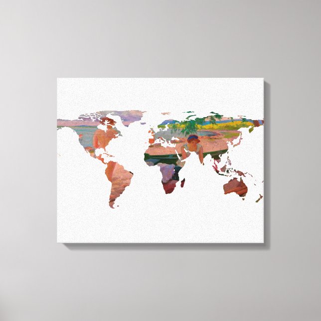 Toile La Silhouette de la carte du monde - Se dévêtir à  (Recto)