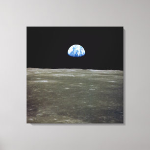 Toile La Terre de Lune dans l'espace noir