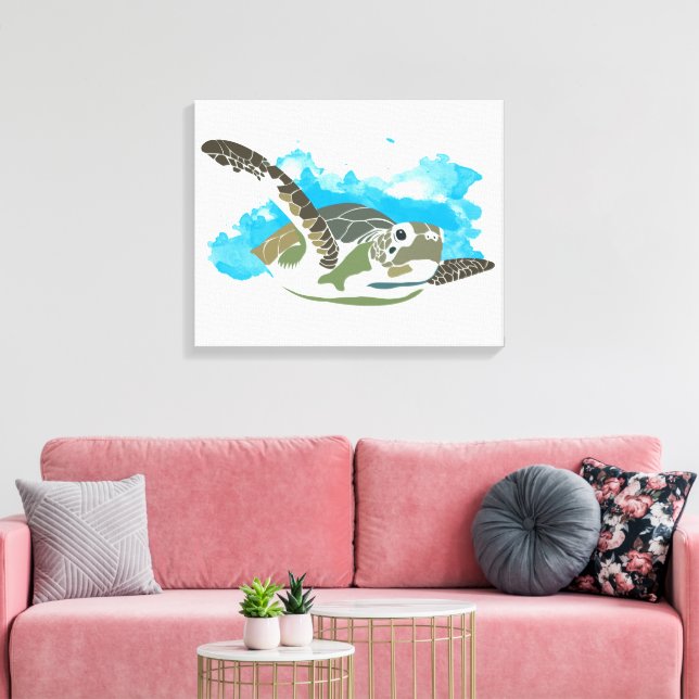 Toile La tortue de mer nager dans la conception de l'aqu (Insitu(Salon))