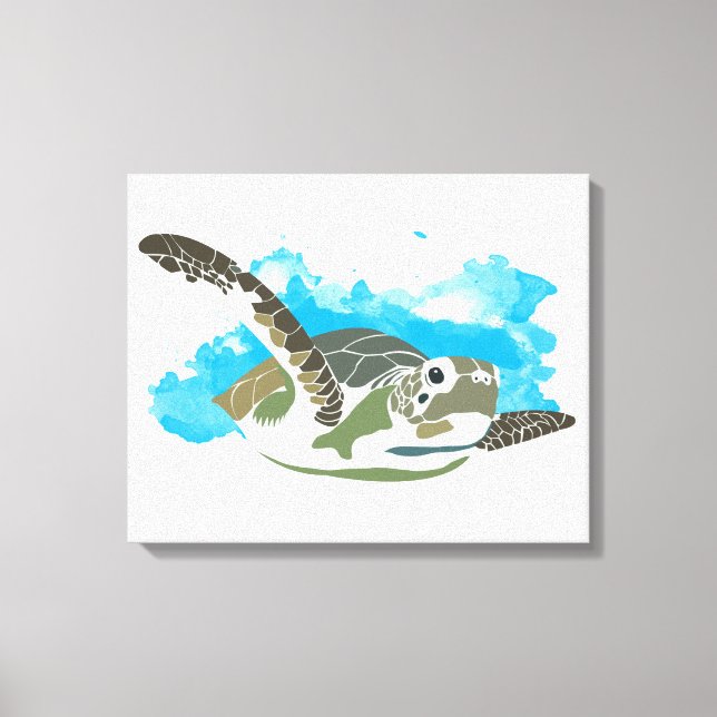 Toile La tortue de mer nager dans la conception de l'aqu (Recto)