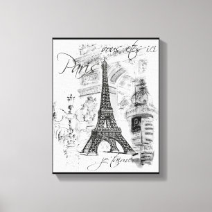 Toile La Tour Eiffel en noir et blanc