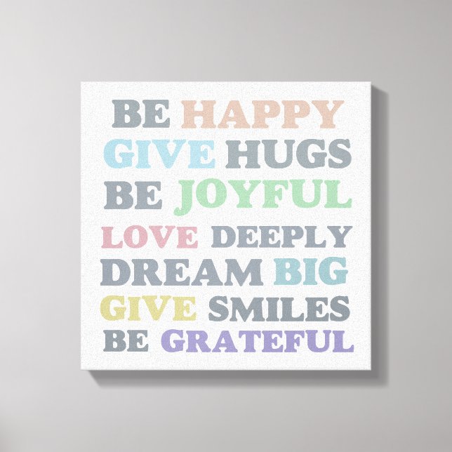 Toile La Typographie Inspirante Soyez Heureux (Recto)