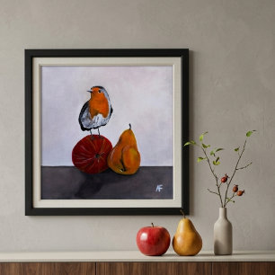 Toile La visite fugace du rouge-gorge Peinture d'Alfred 