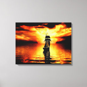 Toile La voile dans le coucher du soleil