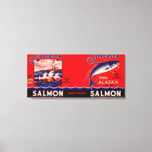Toile Label saumoné Seattle, WA de marque argentée de