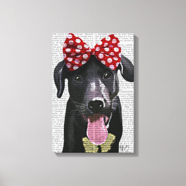 Toile Labrador Noir Avec Bois Rouge Sur La Tête (Recto)