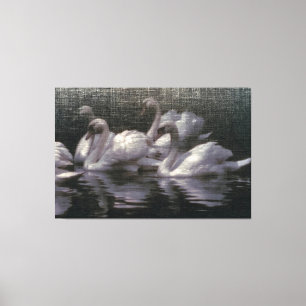 Toile Lac des cygnes au clair de lune