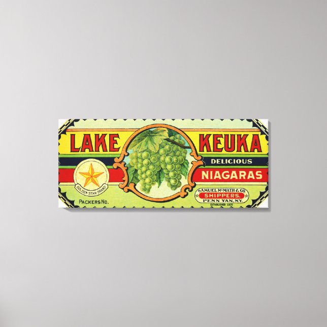 Toile Lac Keuka Niagara Grapes Étiquette 2 (Recto)