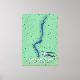 Toile Lac Okanagan Colombie-Britannique Carte du Canada