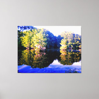 Toile Lac serein avec reflets d'arbres