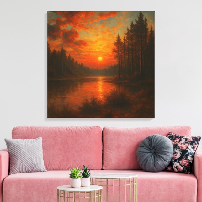 Toile Lac Sunset - Mur paisible Art, Nature Décor Maison (Insitu(Salon))