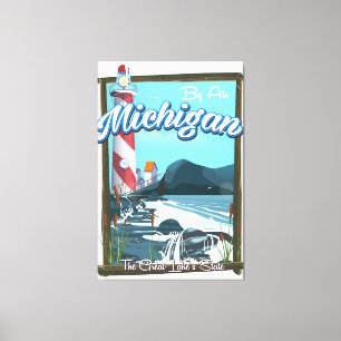 Toile L'affiche de voyage du phare du Michigan!.