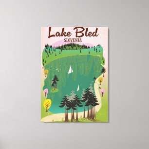 Toile Lake Bled affiche de voyage de style vintage Slové
