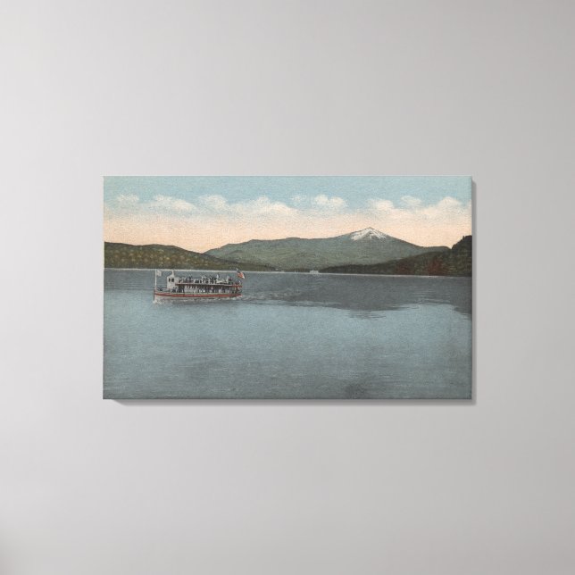 Toile Lake Placid, New York - Vue sur Steamer Doris (Recto)