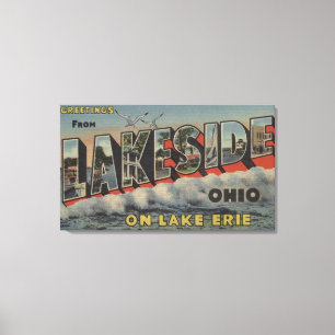 Toile Lakeside, Ohio - le lac Érié - grande lettre