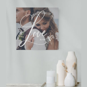 Toile L'amour dans un script élégant   Votre photo avec 
