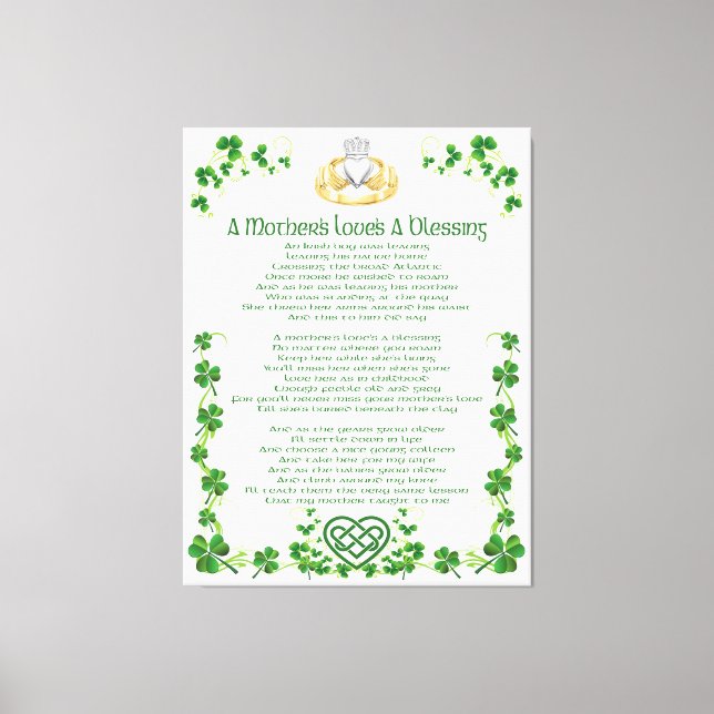 Toile L'amour des mères irlandaises est une bénédiction (Recto)