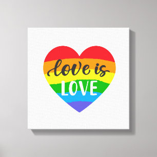 Toile L'amour est amour Coeur arc-en-ciel