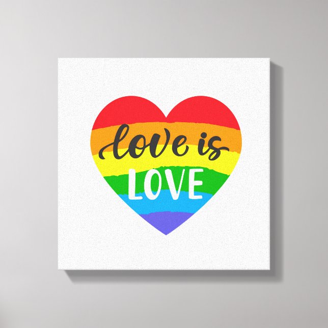 Toile L'amour est amour Coeur arc-en-ciel (Recto)