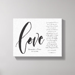 Toile L'amour est patient, l'amour est gentil, le script