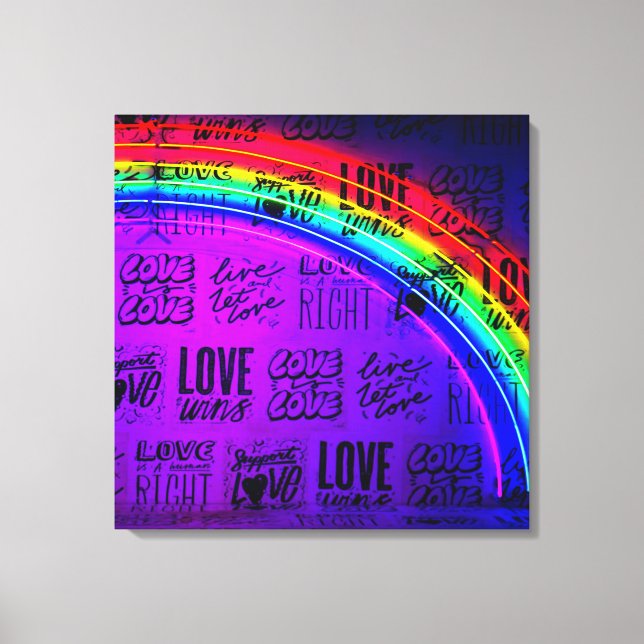 Toile L'amour gagne Gay pride LBGQT Arc-en-ciel (Recto)