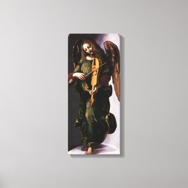 Toile L'ange de Léonard de Vinci en vert avec une Vielle (Recto)