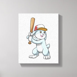 Toile Lapin au baseball avec batte de baseball