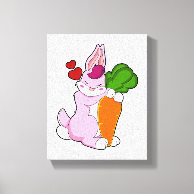 Toile Lapin avec carotte et coeur (Recto)