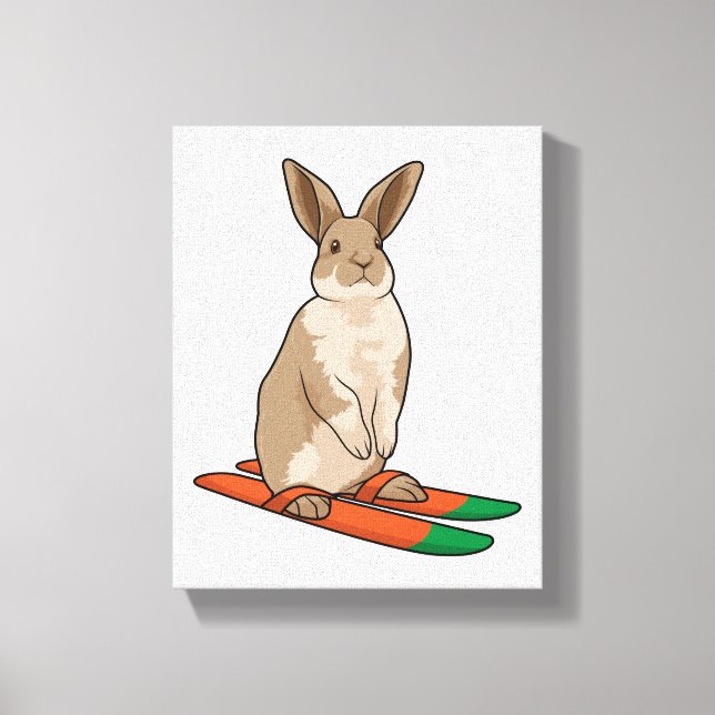 Toile Lapin comme skieur avec ski (Recto)