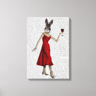 Toile Lapin dans la robe rouge