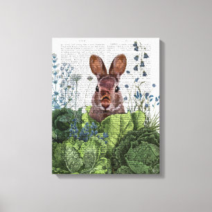 Toile Lapin dans une patte de chou