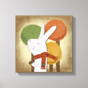 Toile Lapin de bois avec maïs