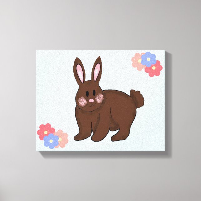 Toile Lapin doux avec Fleurs (Recto)