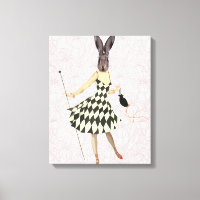 Lapin en robe blanche noire