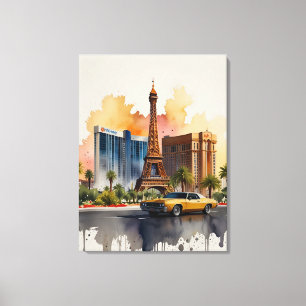Toile L'aquarelle de Las Vegas