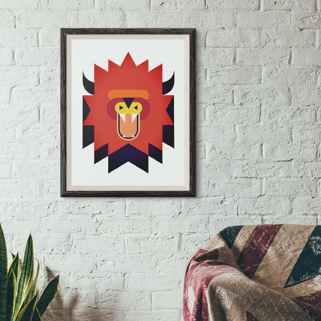 Toile L'art caricature du lion sauvage (Créateur téléchargé)